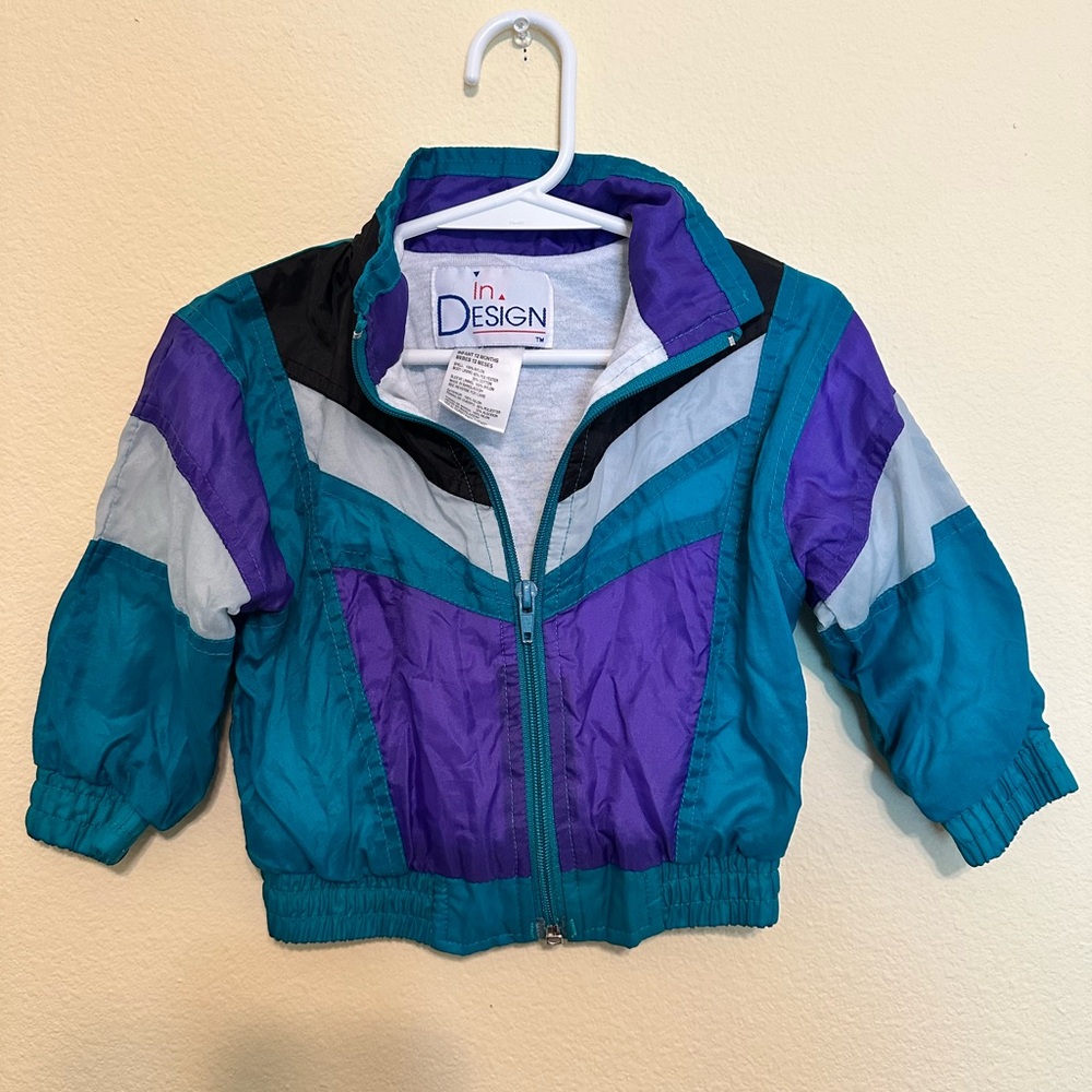 Tion Design green, black & Purple Retro Logo Jacket